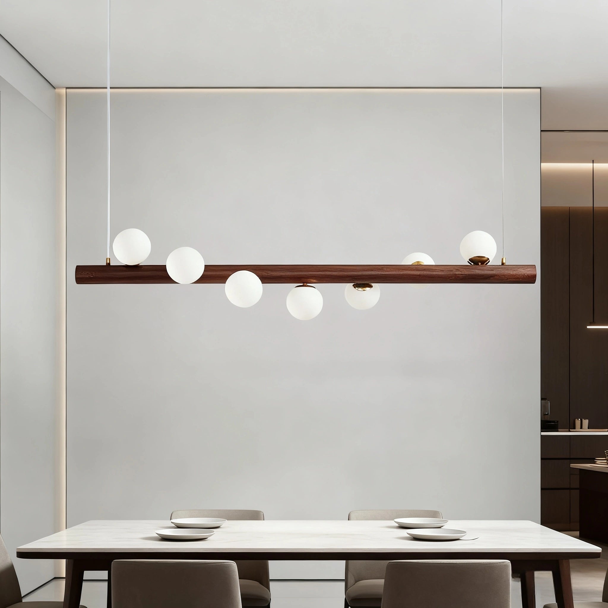 Pendant Light - Walnut/Wood Glass for Kitchen Island